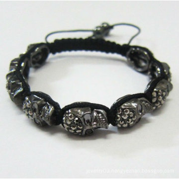 Black Skull Shamballa Bracelets Wholesale Handmade Shamballa Crystal Ball Bracelets BR69